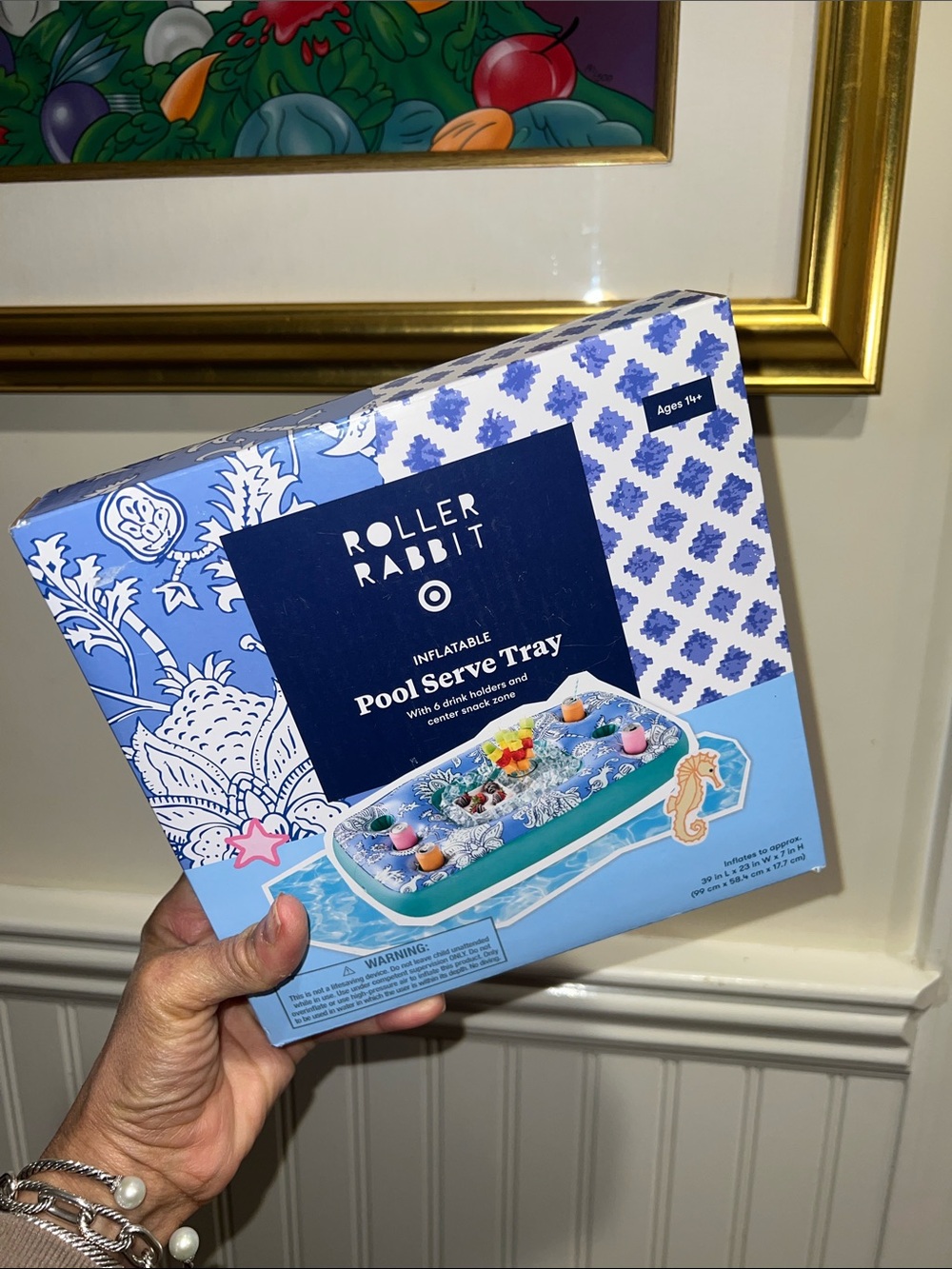 Lilly Pulitzer 💦 Inflatable Pool Serve Tray - Blue & White
